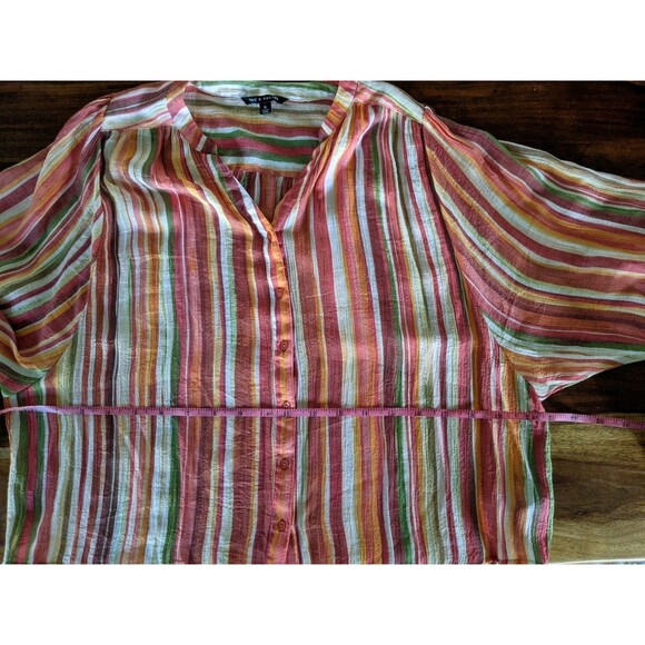 Zac & Rachel Button Down Striped Tunic Blouse XL Lightweight Office Modest Work - Picture 11 of 12